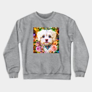 Blue-eyed Maltese Portrait Crewneck Sweatshirt